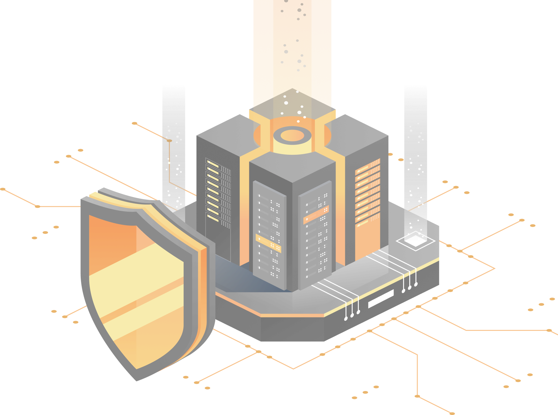 Mercury ISS cybersecurity expertise — industrial facility protected by a digital shield